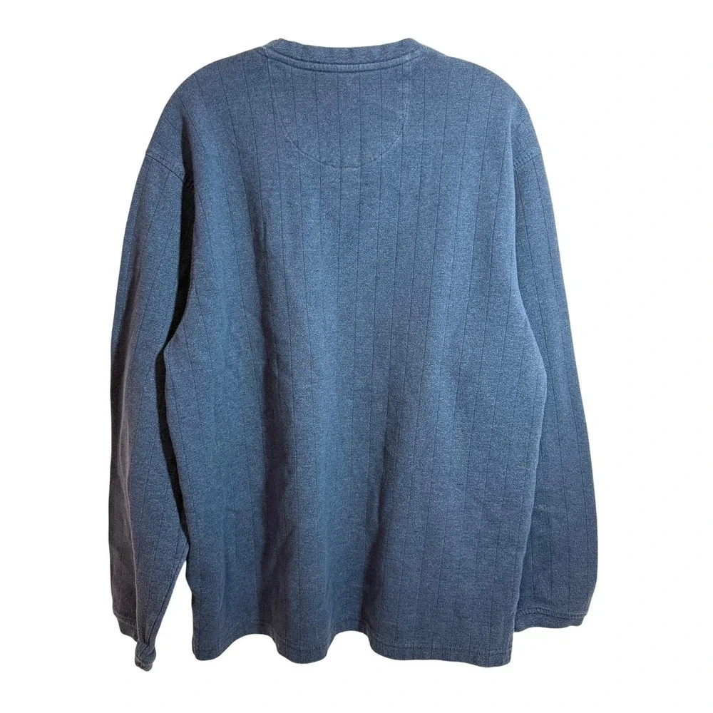 Arrow Men's V-Neck Long Sleeve Textured Knit Sweater XL Blue Cotton Blend‎